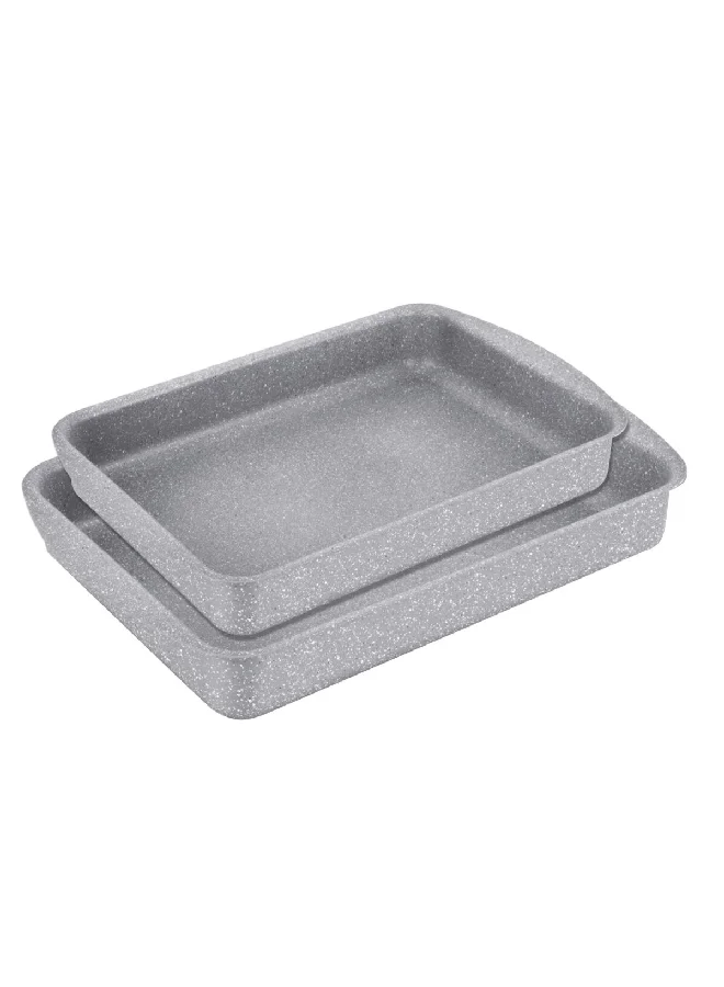 PARFAIT 2-Piece Natural Force Non-Stick Marble Roasting Pan Grey 47 x 7.5 x 31.5 cm RTAM02B/Grey